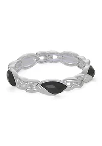 Silver Tone Stone Stretch Bracelet