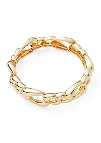 Linked Gold Tone Stretch Bracelet 