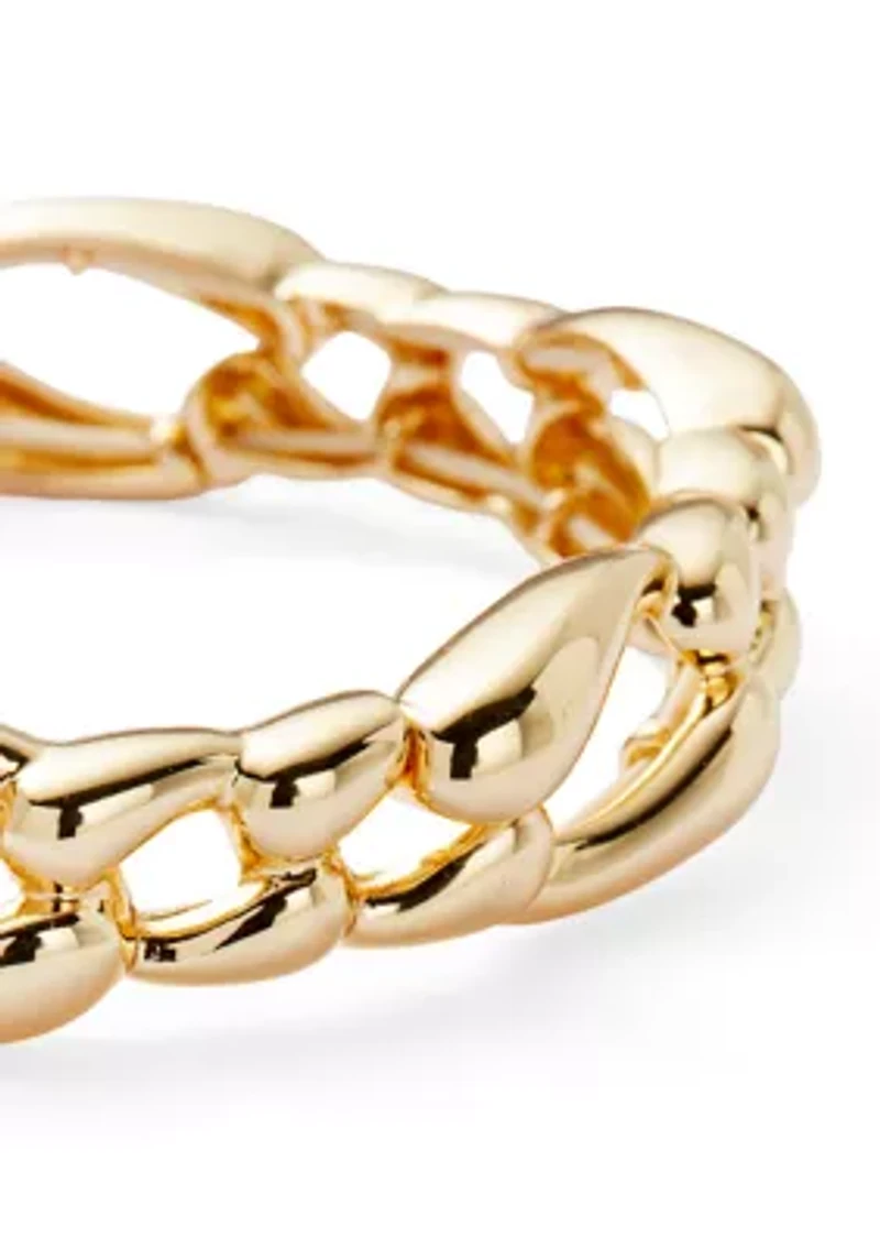 Linked Gold Tone Stretch Bracelet 