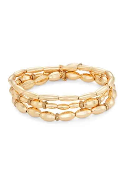 Multirow Beaded Gold Tone Bracelet