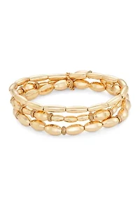 Multirow Beaded Gold Tone Bracelet