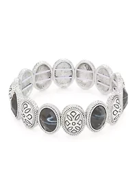 Silver Tone Western Stretch Bracelet