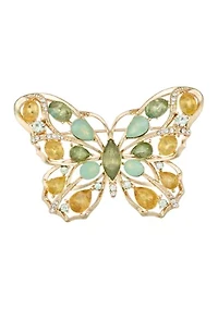 Crystal Butterfly Gold Tone Pin