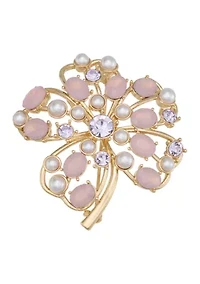 Pink Stone Clover Pin