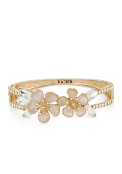 Crystal Flower Bangle Bracelet 