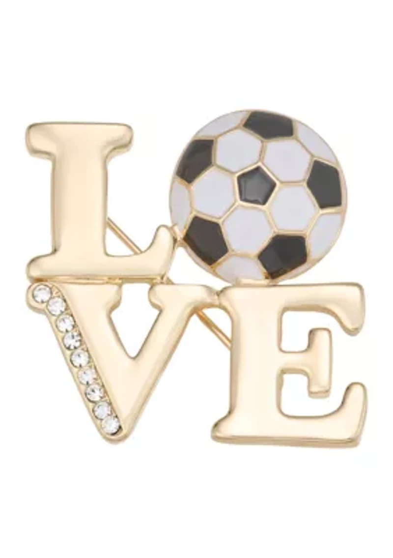 Love Soccer Gold Tone Pin