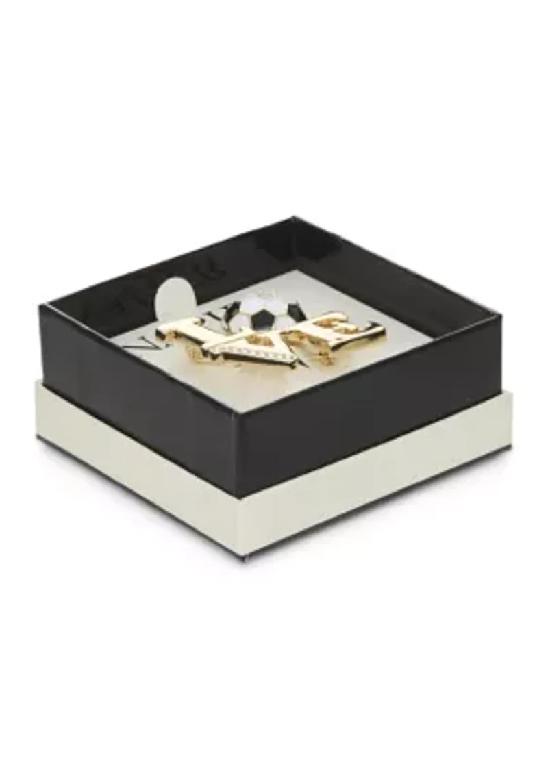 Love Soccer Gold Tone Pin