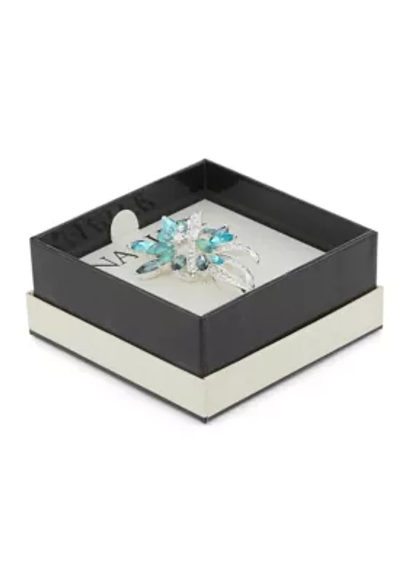 Blue Crystal Cluster Pin 