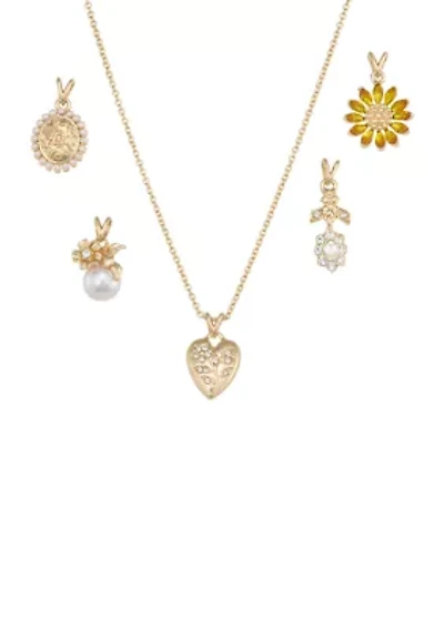 Flower Charm Pendant Necklace