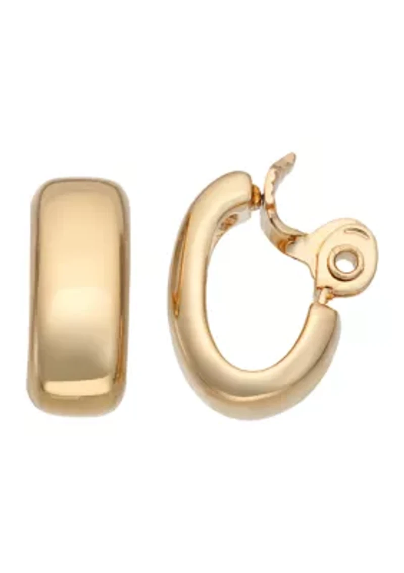 Gold Tone 21 Millimeter Hoop Clip Earrings