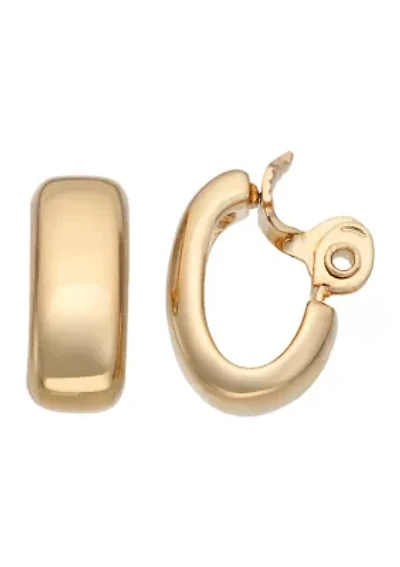 Gold Tone 21 Millimeter Hoop Clip Earrings