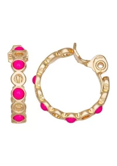 Links Hoop Clip Earrings