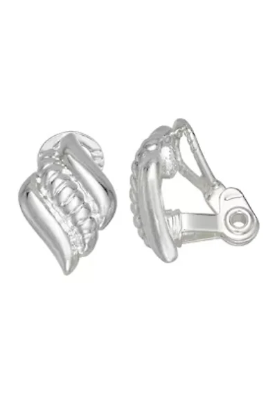 Silver Tone Rigged Drop Clip Earrings