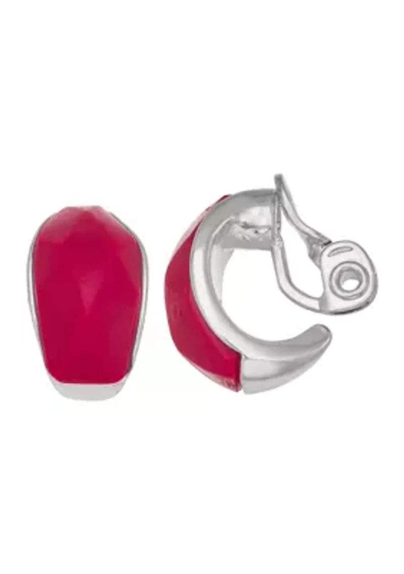 Silver Tone Stud Clip Earrings