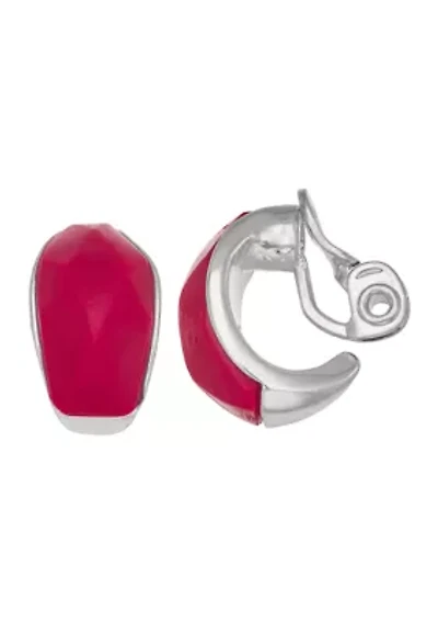 Silver Tone Stud Clip Earrings