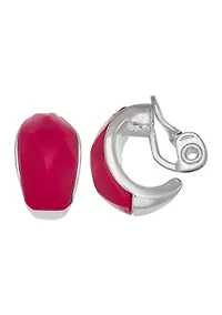 Silver Tone Stud Clip Earrings