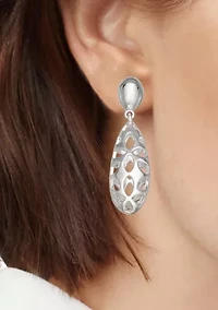 Silver Tone Drop Clip Earrings