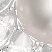 Silver Tone Crystal Pearl Drop Clip Earrings