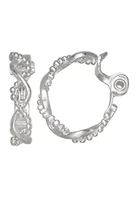 Silver Tone 26.5 Millimeter Braided Hoop Clip Earrings
