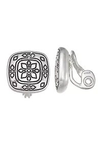 Silver Tone West Stud Clip Earrings