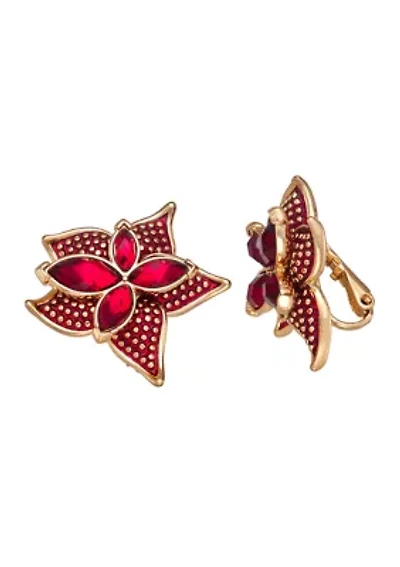  Red Poinsettia Drop Earrings