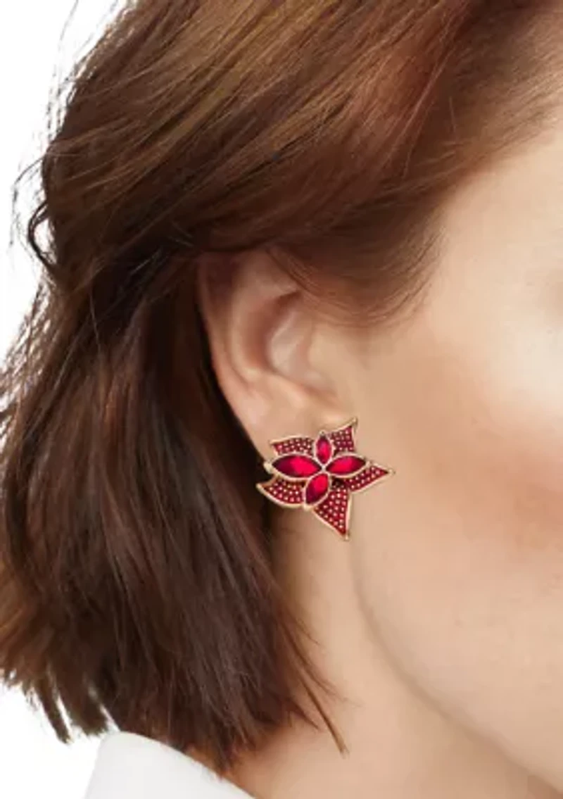 Red Poinsettia Drop Earrings