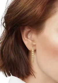 Gold Tone 24mm Textured EZ Comfort Clip Hoop Earrings