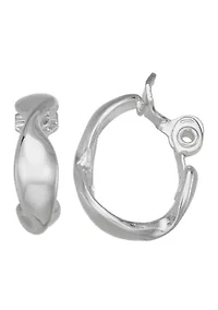 Silver Tone 25mm Twisted EZ Comfort Clip Hoop Earrings