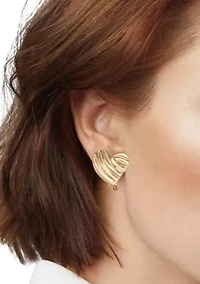 Heart Gold-Tone Clip Earrings