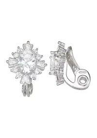  Crystal CZ Clip Earrings