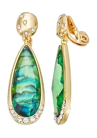 Green Ivy Long Oval Drop Earrings