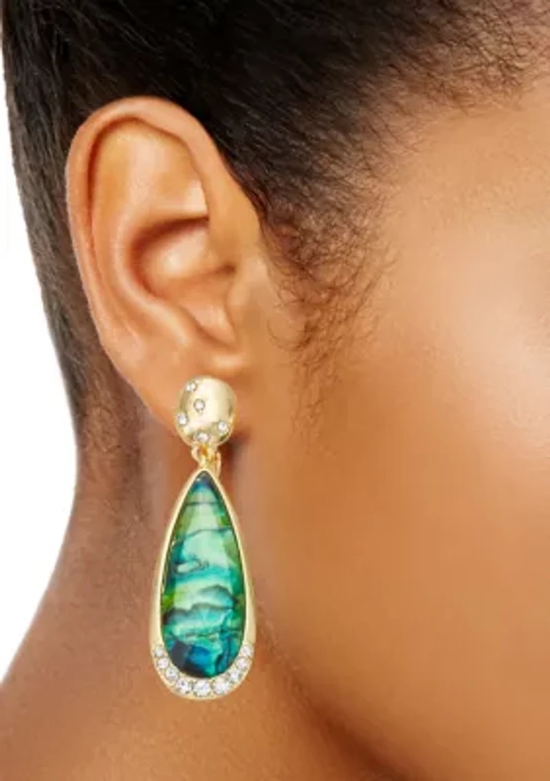 Green Ivy Long Oval Drop Earrings