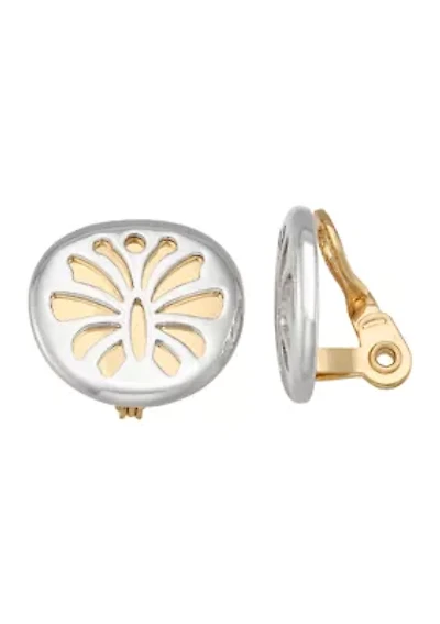 Butterfly Two Tone Clip On Earrings