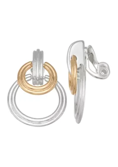 Two Tone Clip Earrings