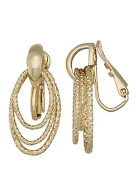 Golden Orbit Drop EZ Comfort Clip Earrings