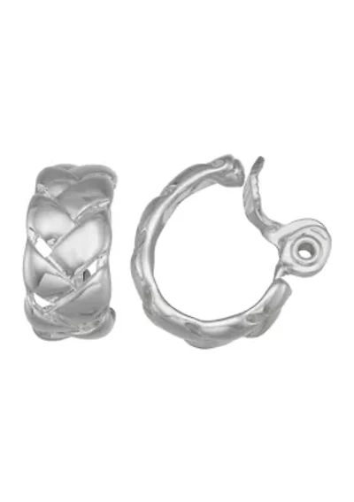Silver Tone Hoop EZ Comfort Clip Earrings