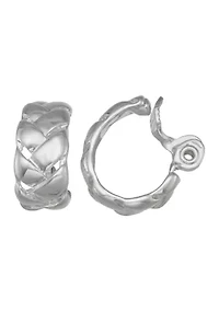 Silver Tone Hoop EZ Comfort Clip Earrings