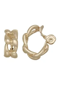 Link Gold Tone Clip Hoop Earrings