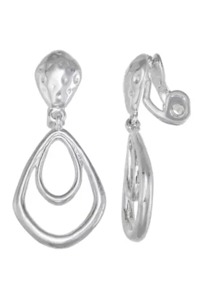Silver Tone Chandelier Clip Earrings 