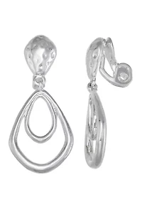 Silver Tone Chandelier Clip Earrings 