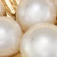Pearl Center Gold Tone Clam Clip Earrings 