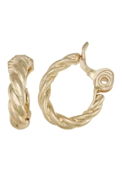 Twisted Gold Tone Clip Earrings 