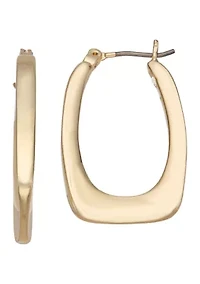 Gold Tone 18 Millimeter Oval Hoop Earrings