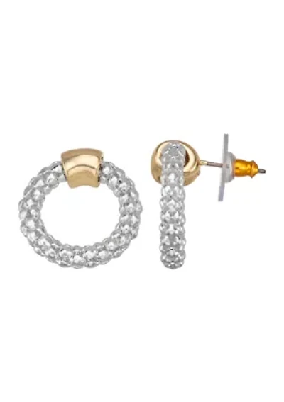 Two Tone Mixed Element Doorknocker Earrings