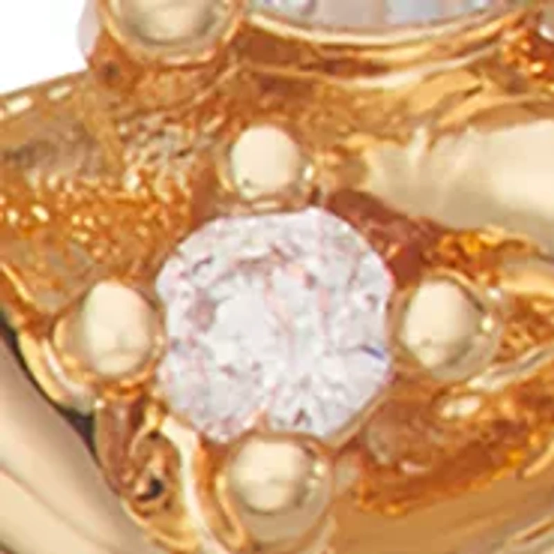 Gold Tone Crystal Twisted Drop Earrings