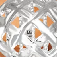 Silver Tone 12 Millimeter Open Weave Huggie Earrings
