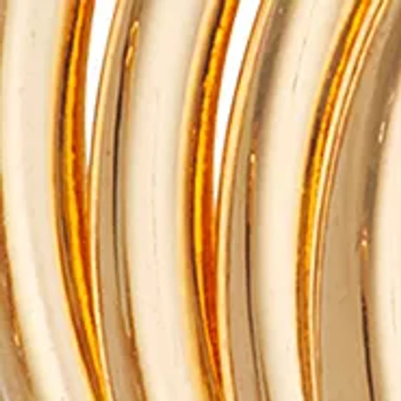 Gold Tone Ribbed C Hoop Earrings