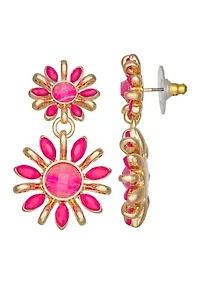 Flower Double Drop Earrings
