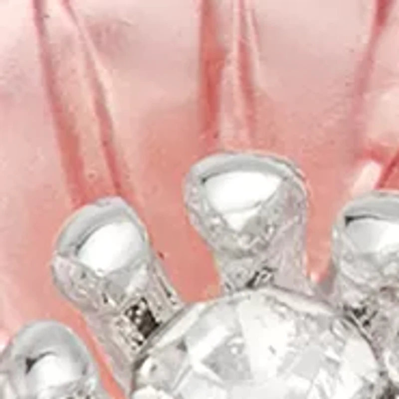 Silver Tone Pink Flower Double Drop Earrings