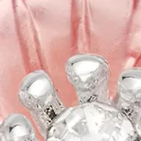 Silver Tone Pink Flower Double Drop Earrings